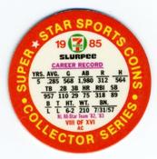 1985 7-Eleven Super Star Sports Coins: Great Lakes Region #VIII AC Leon Durham Back