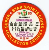 1985 7-Eleven Super Star Sports Coins: Great Lakes Region #XII AC Tom Seaver Back