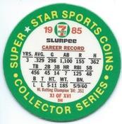1985 7-Eleven Super Star Sports Coins: West Region #XI DH Tony Gwynn Back