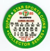 1985 7-Eleven Super Star Sports Coins: West Region #XIV DH Jeff Leonard Back