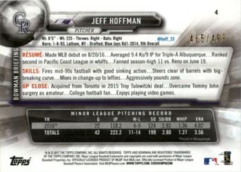2017 Bowman - Silver #4 Jeff Hoffman Back