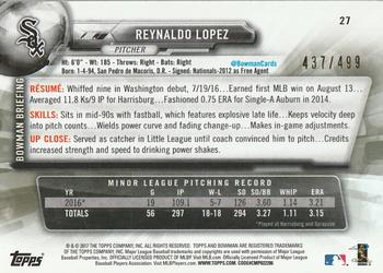 2017 Bowman - Silver #27 Reynaldo Lopez Back