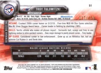 2017 Bowman - Silver #51 Troy Tulowitzki Back
