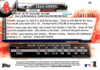 2017 Bowman - Purple #24 Craig Kimbrel Back