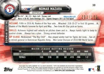 2017 Bowman - Blue #30 Nomar Mazara Back