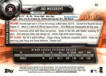 2017 Bowman - Blue #92 Joe Musgrove Back