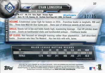 2017 Bowman - Orange #37 Evan Longoria Back