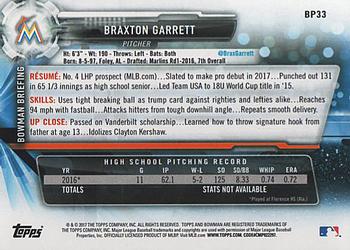 2017 Bowman - Prospects #BP33 Braxton Garrett Back