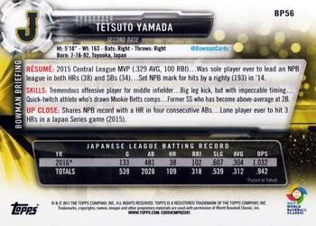 2017 Bowman - Prospects #BP56 Tetsuto Yamada Back