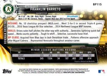 2017 Bowman - Prospects #BP115 Franklin Barreto Back