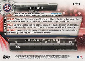 2017 Bowman - Prospects #BP119 Luis Garcia Back