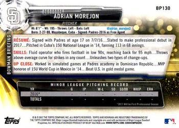 2017 Bowman - Prospects #BP130 Adrian Morejon Back