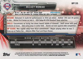 2017 Bowman - Prospects #BP135 Mickey Moniak Back