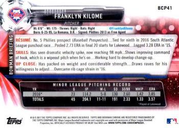 2017 Bowman - Chrome Prospects #BCP41 Franklyn Kilome Back