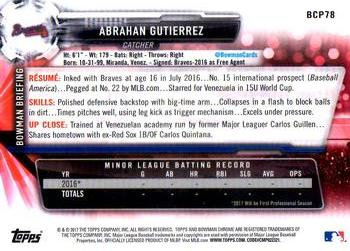 2017 Bowman - Chrome Prospects #BCP78 Abrahan Gutierrez Back