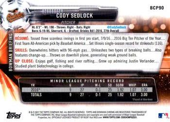 2017 Bowman - Chrome Prospects #BCP90 Cody Sedlock Back
