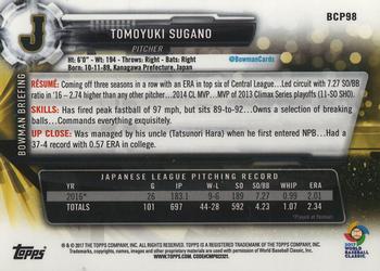 2017 Bowman - Chrome Prospects #BCP98 Tomoyuki Sugano Back