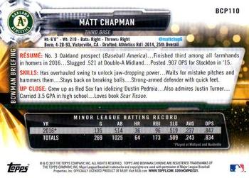 2017 Bowman - Chrome Prospects #BCP110 Matt Chapman Back