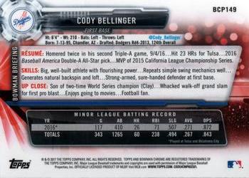 2017 Bowman - Chrome Prospects #BCP149 Cody Bellinger Back