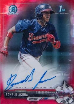 2017 Bowman - Chrome Prospect Autographs Red #CPA-RA Ronald Acuna Front