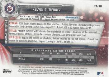 2017 Bowman - Paper Prospect Autographs #PA-KG Kelvin Gutierrez Back