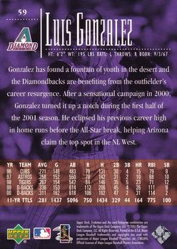 2001 Upper Deck Evolution #59 Luis Gonzalez Back