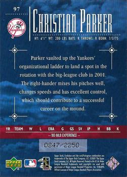 2001 Upper Deck Evolution #97 Christian Parker Back