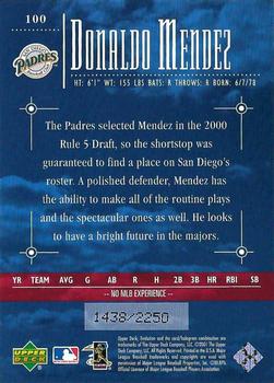 2001 Upper Deck Evolution #100 Donaldo Mendez Back