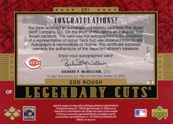 2003 SP Legendary Cuts - Autographs #ER1 Edd Roush Back