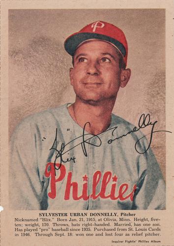 1950 Philadelphia Inquirer Philadelphia Phillies #NNO Sylvester Urban Donnelly Front