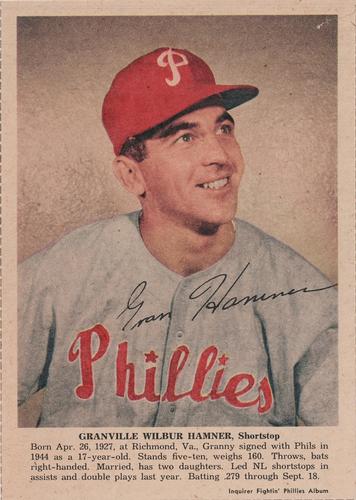 1950 Philadelphia Inquirer Philadelphia Phillies #NNO Granville Wilbur Hamner Front