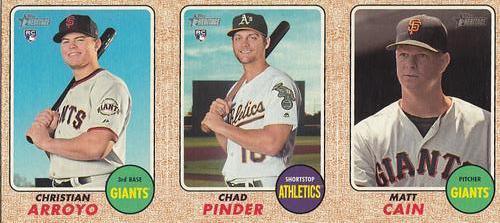 2017 Topps Heritage - 1968 Advertising Panels #NNO Christian Arroyo / Chad Pinder / Matt Cain Front
