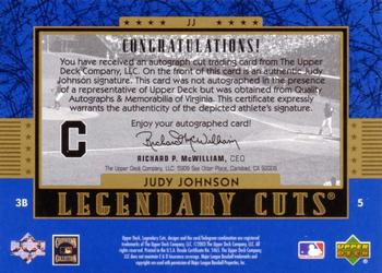 2003 SP Legendary Cuts - Autographs Blue #JJ Judy Johnson Back