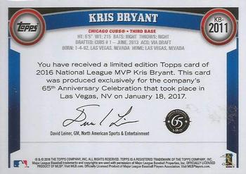 2016 Topps Transcendent Collection - Kris Bryant Topps History #KB-2011 Kris Bryant Back