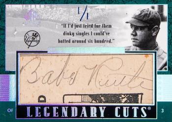 2003 SP Legendary Cuts - Autographs Green #BA Babe Ruth Front