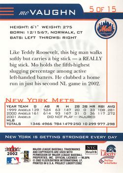 2002 Fleer Project Liberty New York Mets #5 Mo Vaughn Back