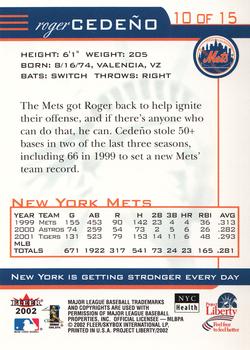 2002 Fleer Project Liberty New York Mets #10 Roger Cedeno Back