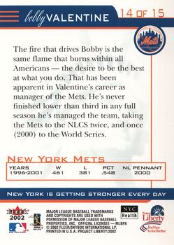 2002 Fleer Project Liberty New York Mets #14 Bobby Valentine Back