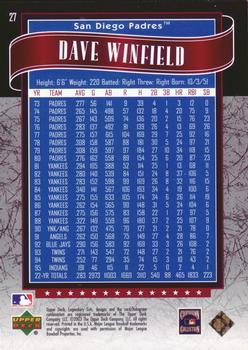 2003 SP Legendary Cuts - Blue #27 Dave Winfield Back