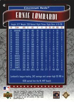 2003 SP Legendary Cuts - Blue #40 Ernie Lombardi Back