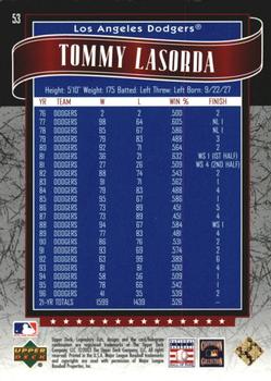 2003 SP Legendary Cuts - Blue #53 Tommy Lasorda Back