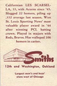 1947 Smith's Oakland Oaks #3 Les Scarsella Back