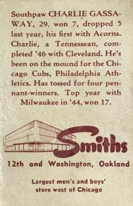 1947 Smith's Oakland Oaks #8 Charlie Gassaway Back