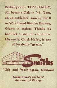 1947 Smith's Oakland Oaks #18 Tom Hafey Back