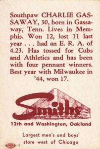 1948 Smith's Oakland Oaks #10 Charlie Gassaway Back