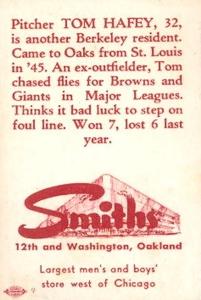 1948 Smith's Oakland Oaks #12 Tom Hafey Back