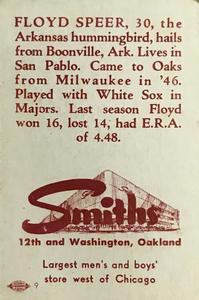 1948 Smith's Oakland Oaks #18 Floyd Speer Back