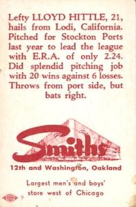 1948 Smith's Oakland Oaks #21 Lloyd Hittle Back
