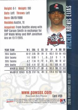 2016 Choice Pawtucket Red Sox #09 Roenis Elias Back