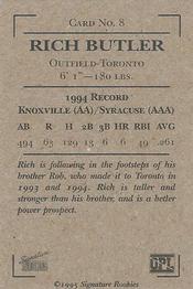 1995 Signature Rookies Old Judge - T-95 Series Authentic Signature Promos #8 Rich Butler Back